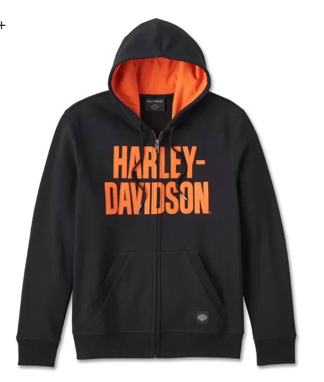 Harley Davidson Men s Bar Font Zip Up Hoodie 99191 24VM